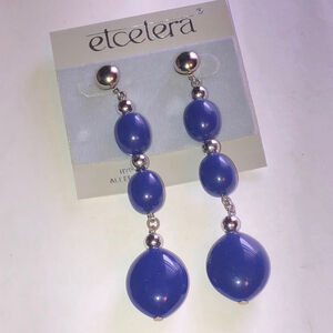 Etcetera Vintage Blue Beaded Retro Boho Dangle Earrings